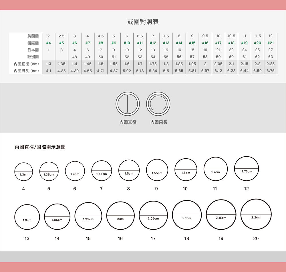 尺寸表size Chart