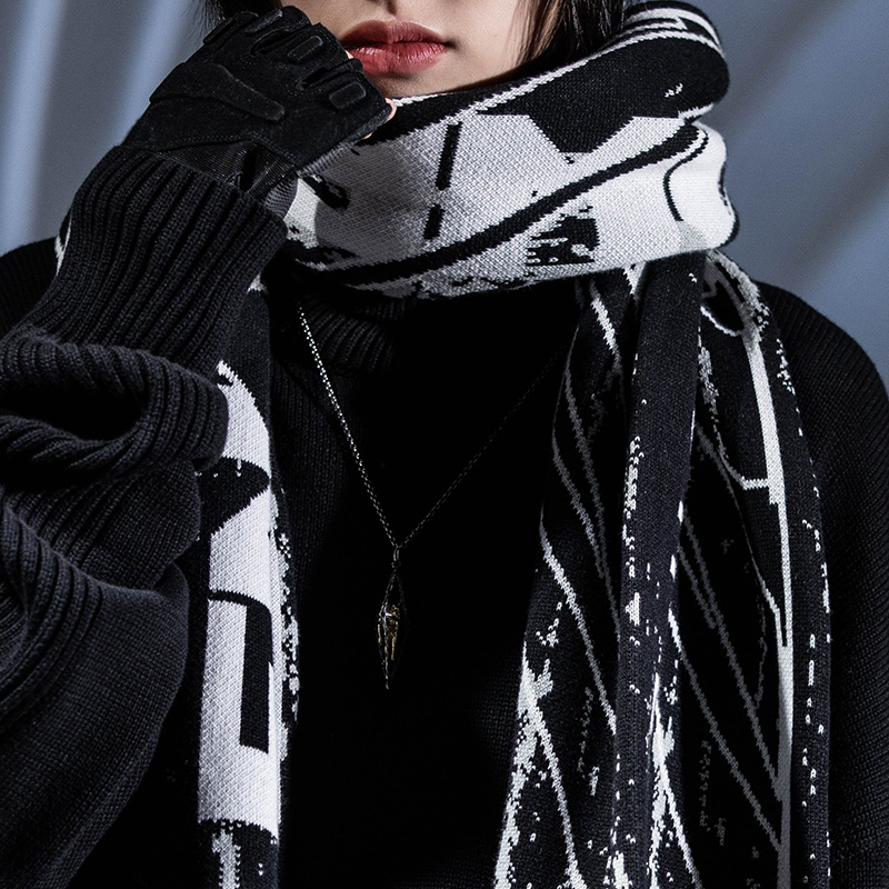 隱蔽者紋理溫變針織圍巾
