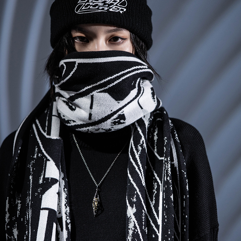 隱蔽者紋理溫變針織圍巾