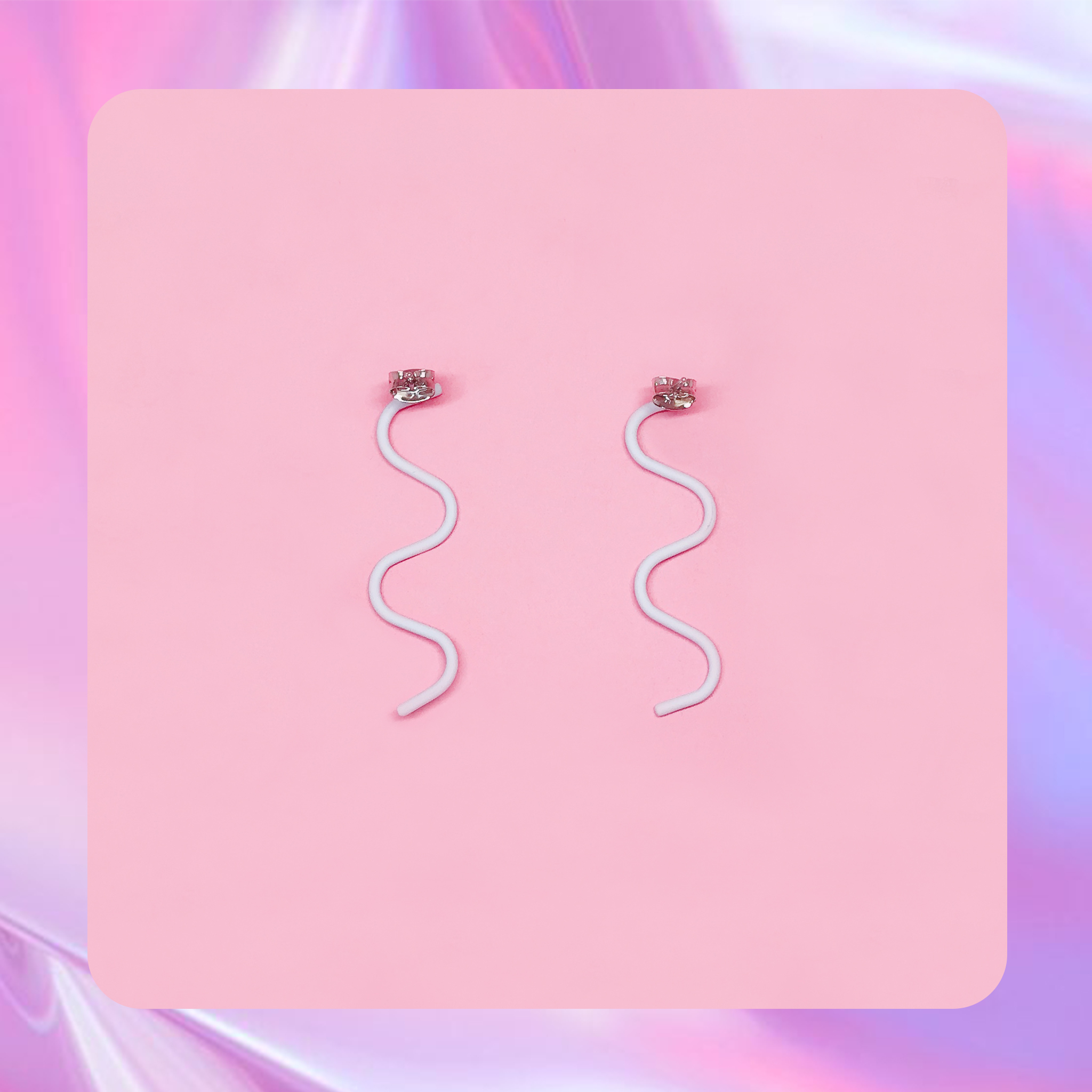 ♡ ここ這裡 ♡ 正韓馬卡龍藍色霧面波浪耳針耳環