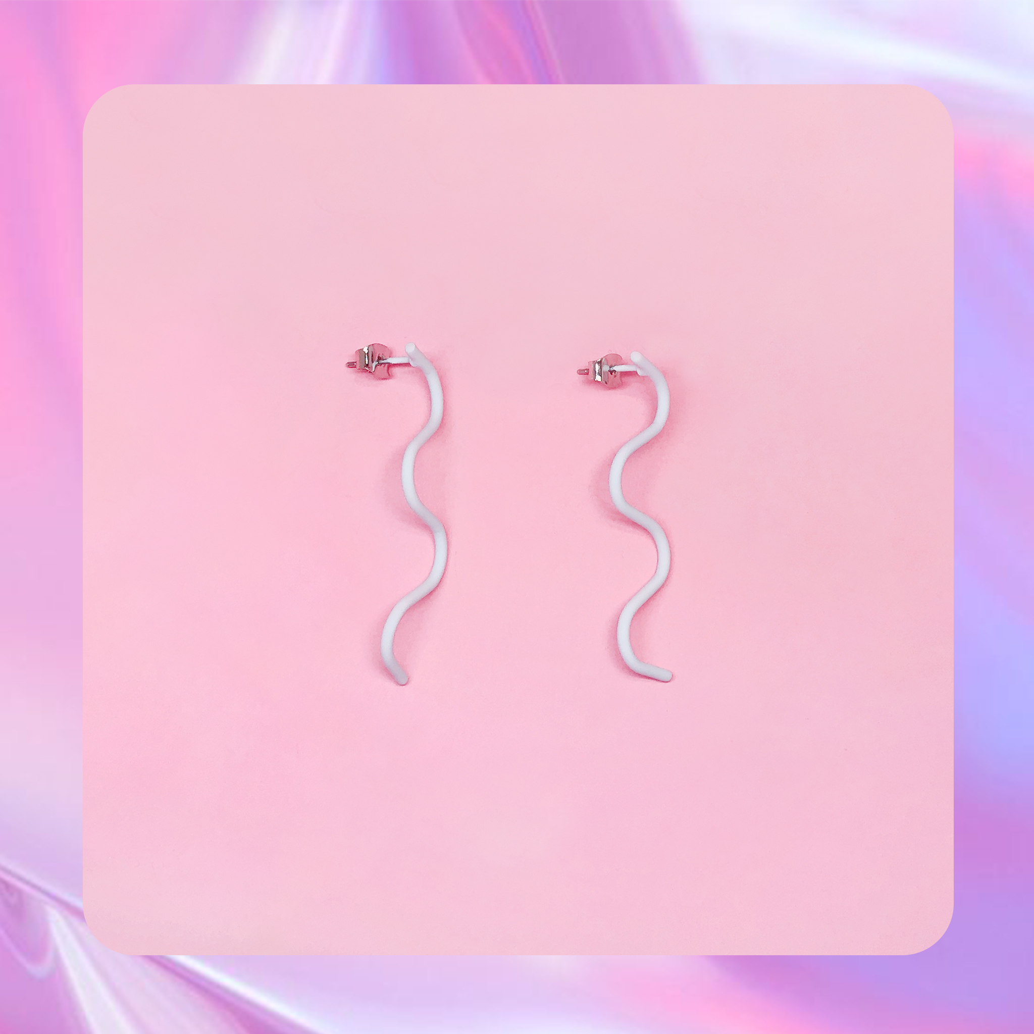 ♡ ここ這裡 ♡ 正韓馬卡龍藍色霧面波浪耳針耳環