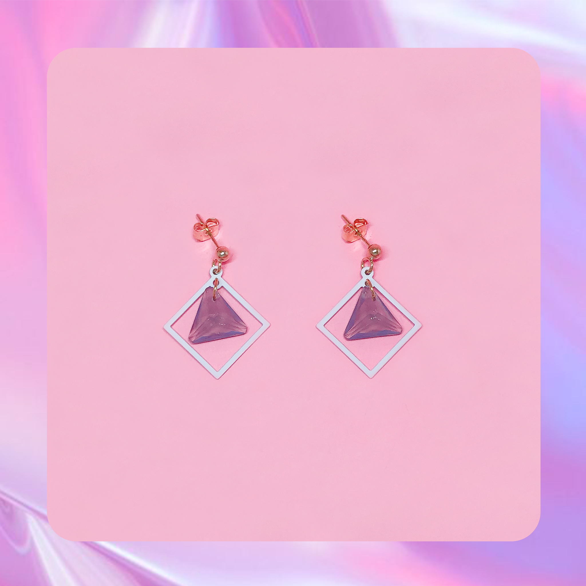 ♡ ここ這裡 ♡ 正韓質感藍色幾何耳針耳環