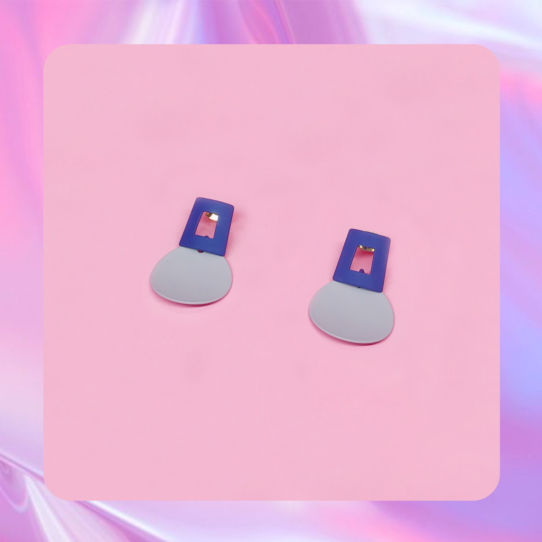 ♡ ここ這裡 ♡ 正韓質感霧面方形鏤空耳針耳環