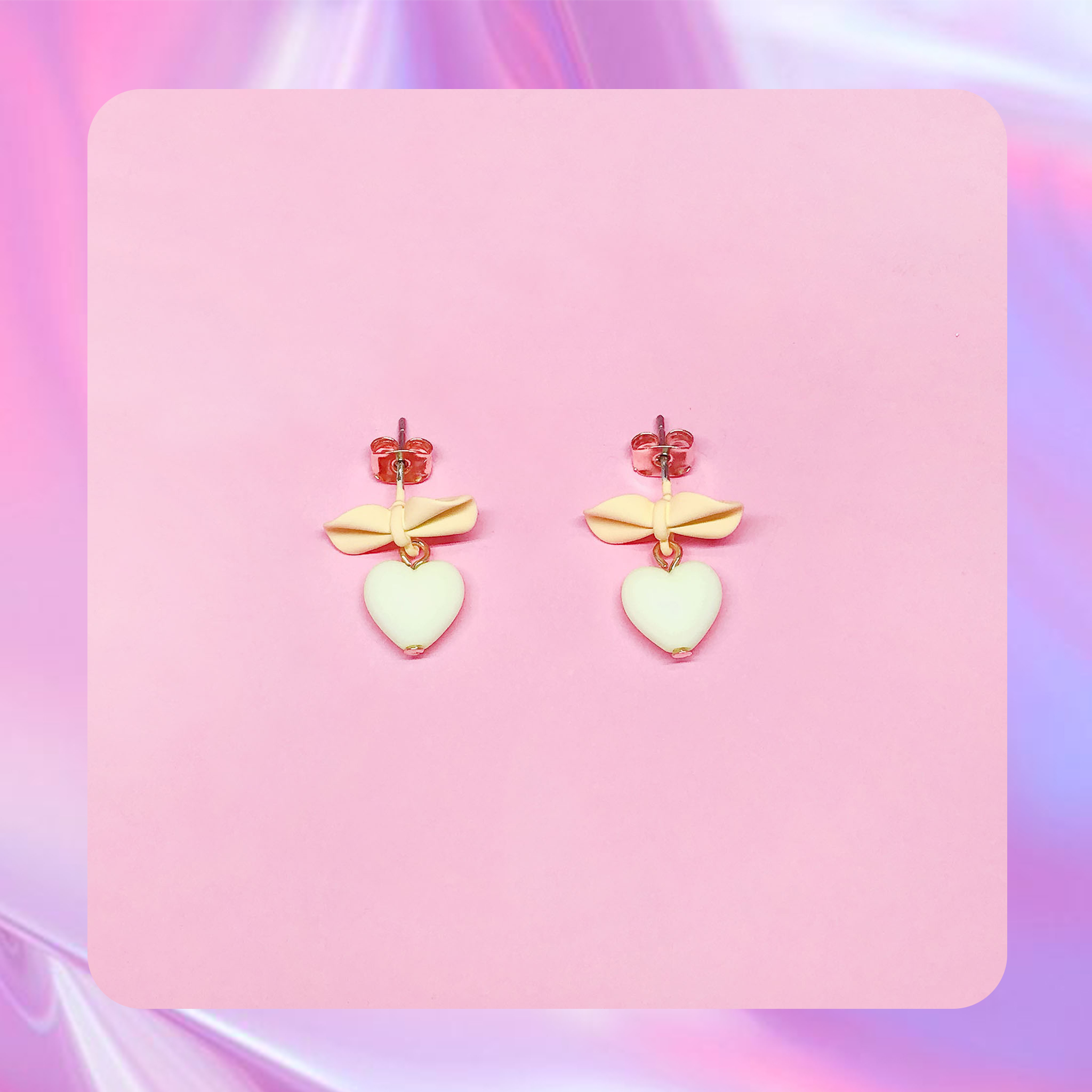 ♡ ここ這裡 ♡ 正韓質感立體蝴蝶結愛心耳針耳環