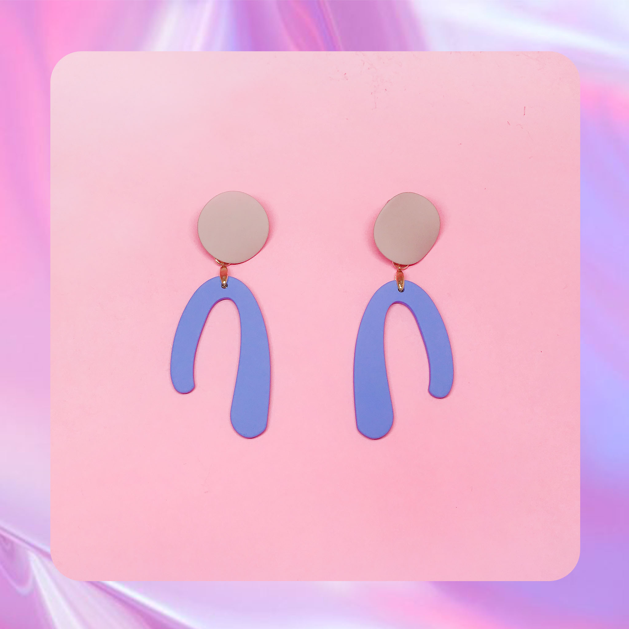 ♡ ここ這裡 ♡ 正韓質感霧面幾何U型耳針耳環