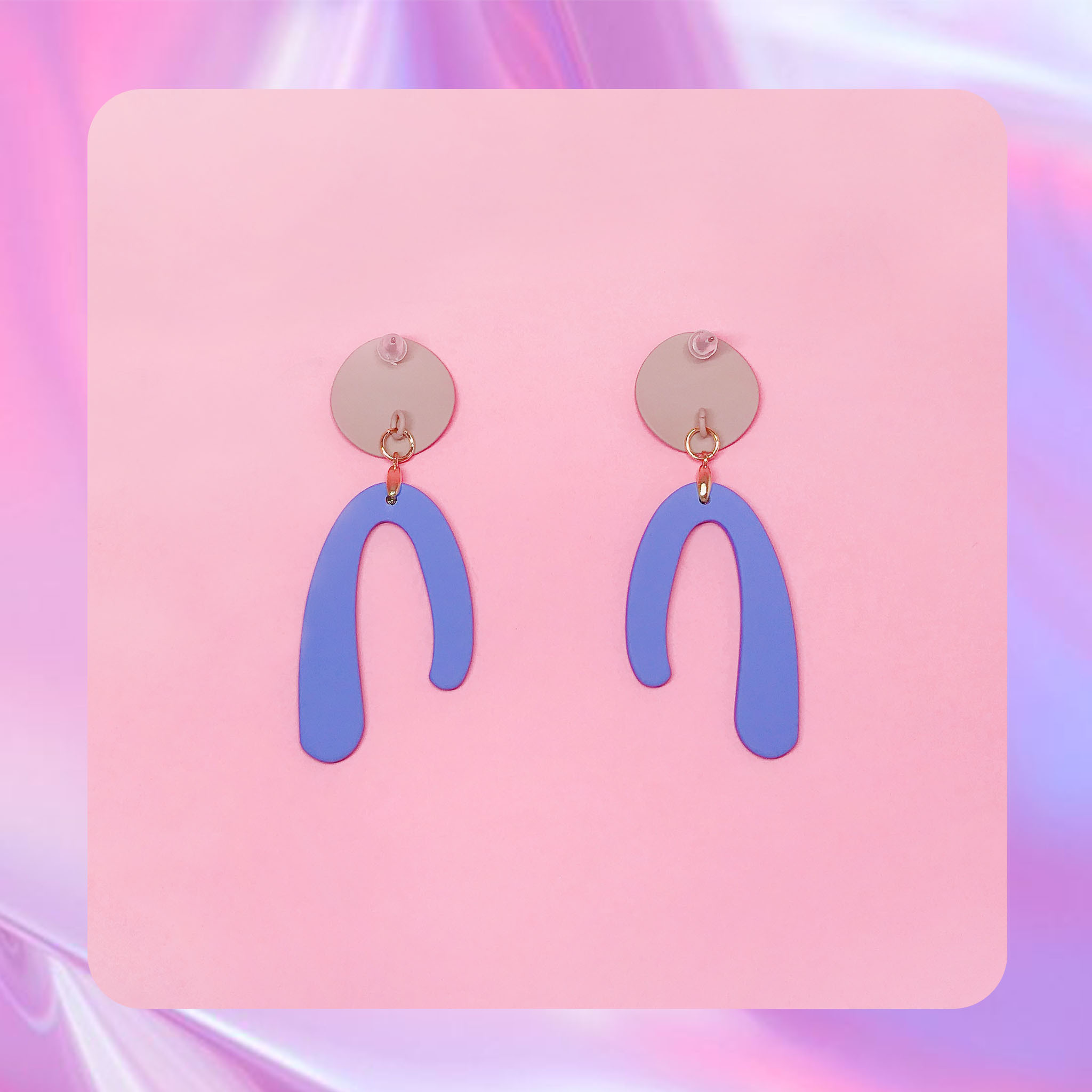 ♡ ここ這裡 ♡ 正韓質感霧面幾何U型耳針耳環