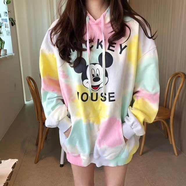 K20120059彩虹暈染米奇連帽衛衣
