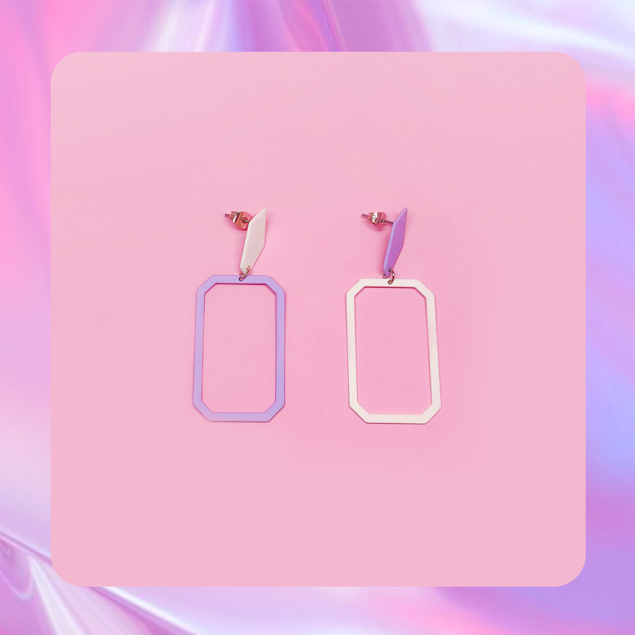 ♡ ここ這裡 ♡ 正韓質感霧面菱形幾何耳針耳環