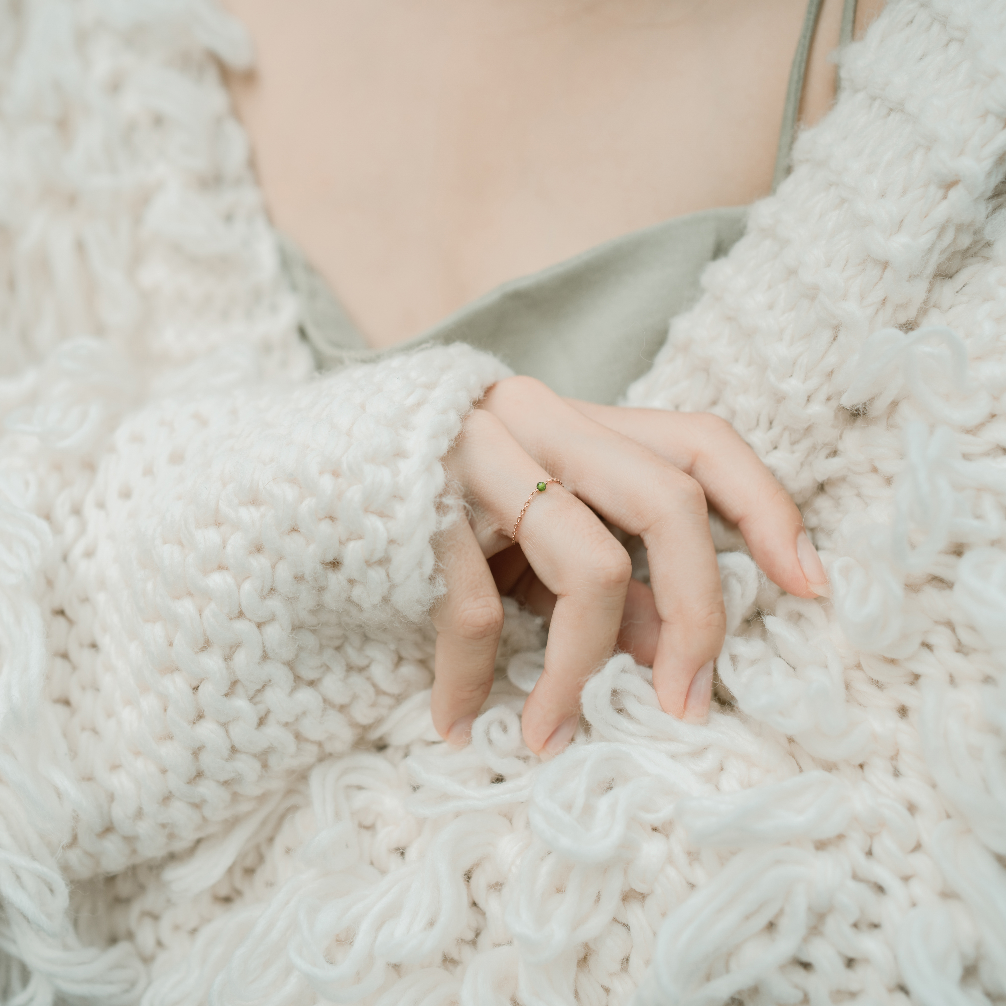 14K透輝石簡約鍊戒