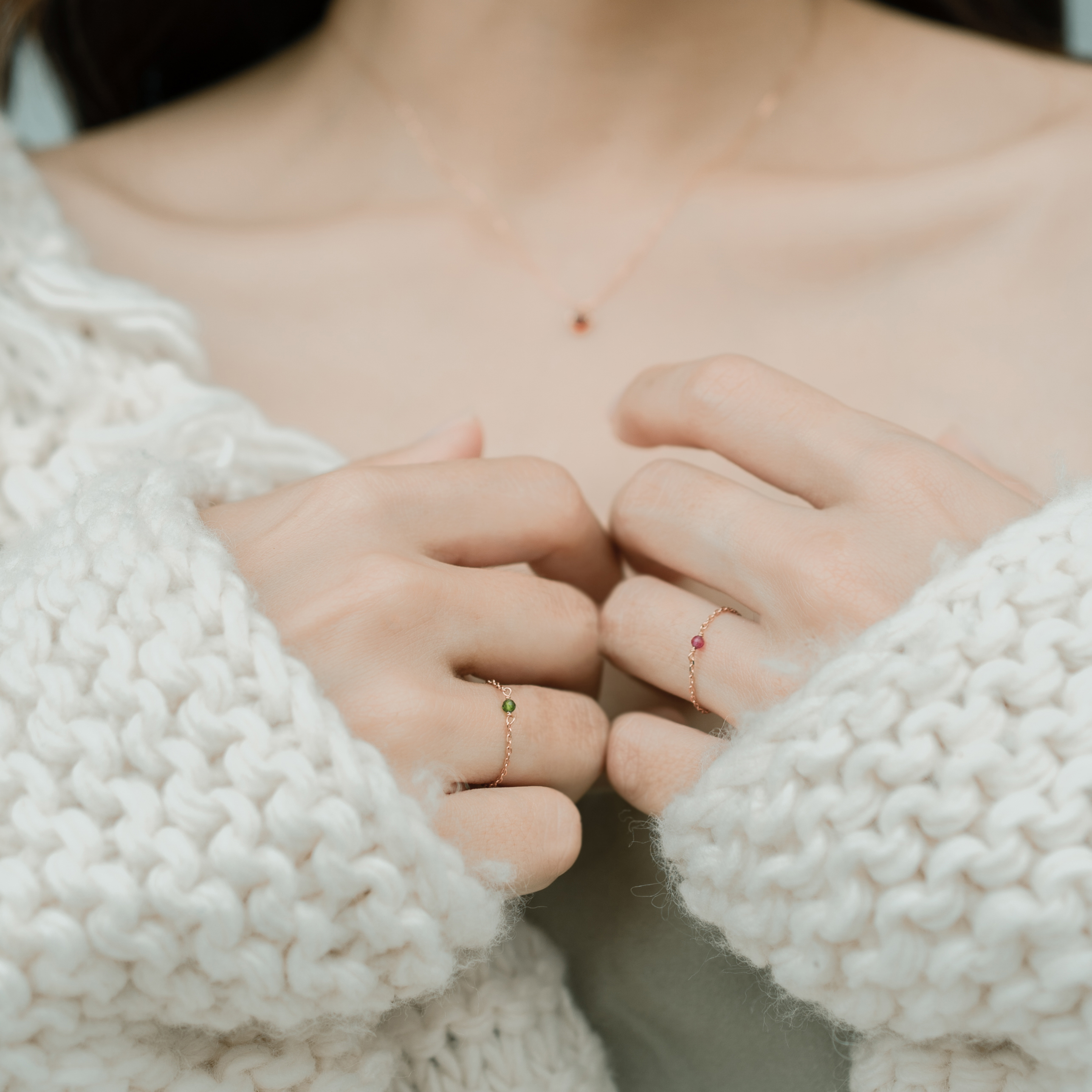 14K紅寶石簡約鍊戒