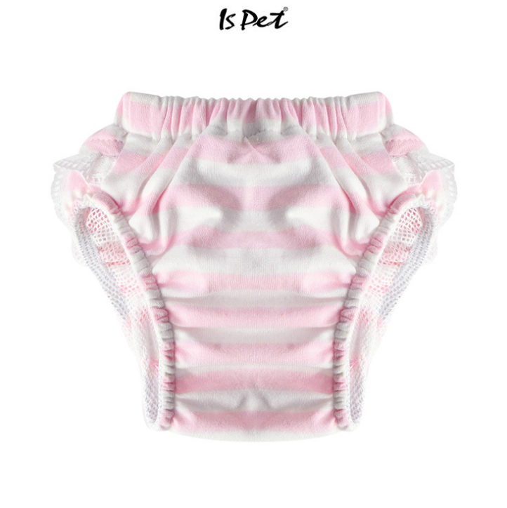IsPet 蕾絲橫間寵物生理褲- 粉紅色 (女性犬用) - [ 3尺寸]