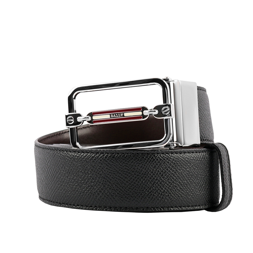 【BALLY】壓紋牛皮雙色皮帶+8卡短夾禮盒組