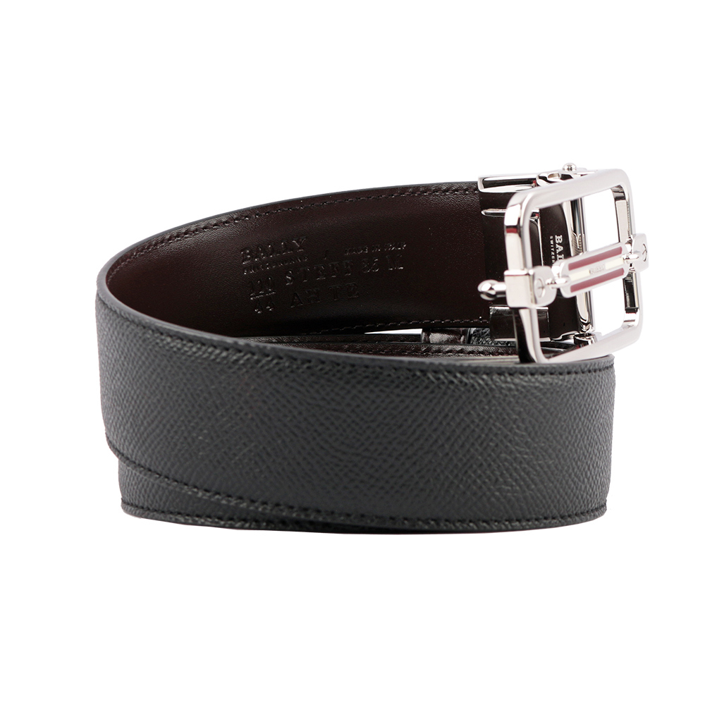 【BALLY】壓紋牛皮雙色皮帶+8卡短夾禮盒組