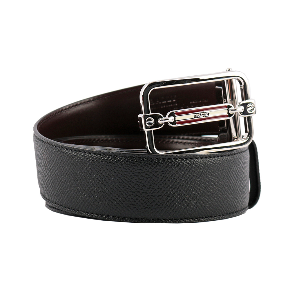 【BALLY】壓紋牛皮雙色皮帶+8卡短夾禮盒組