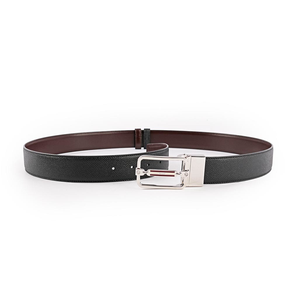 【BALLY】壓紋牛皮雙色皮帶+8卡短夾禮盒組