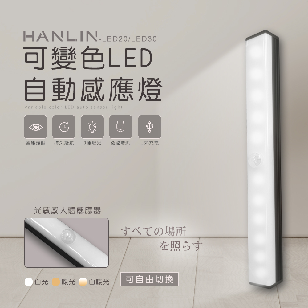 HANLIN-LED20/LED30 可變色LED自動感應燈