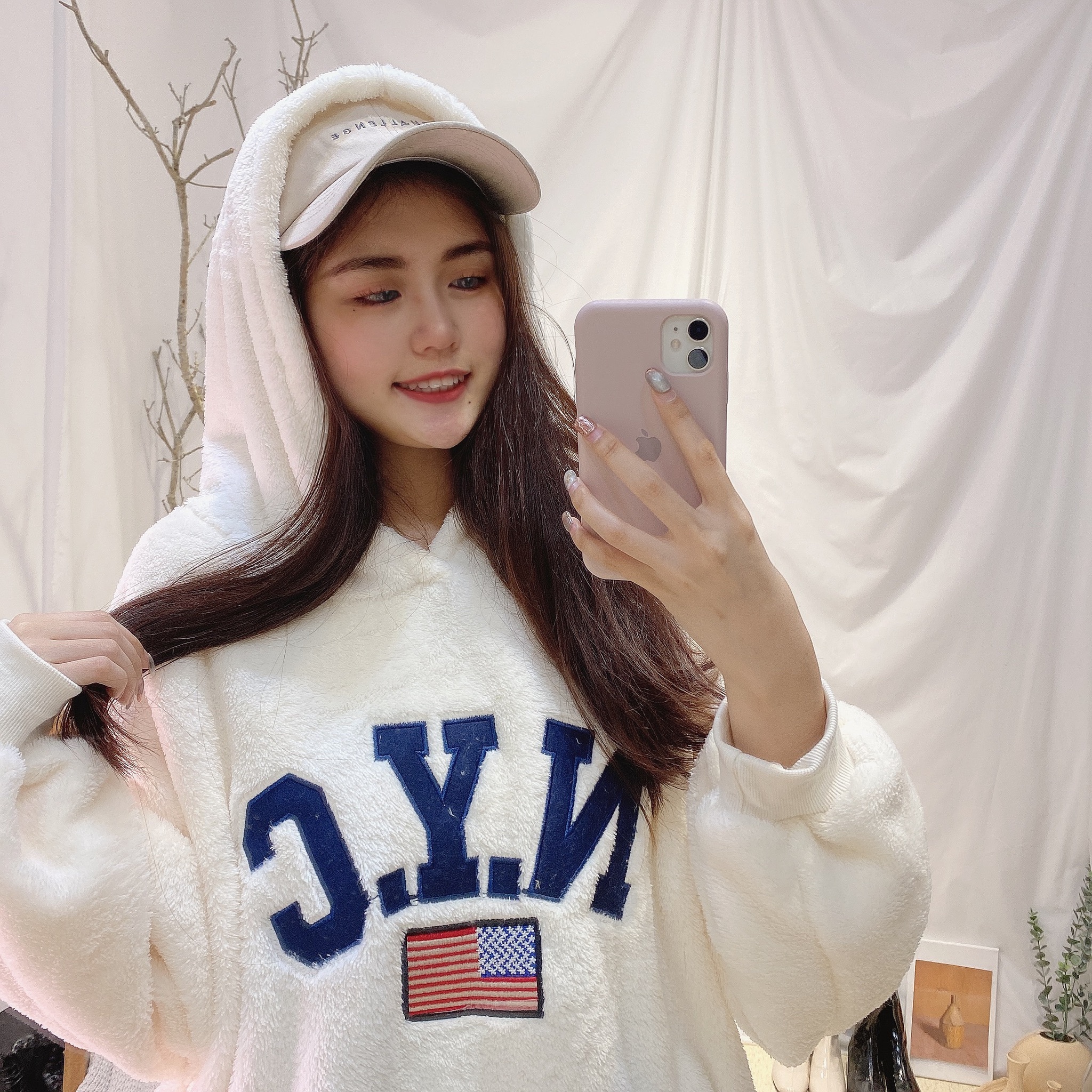 NYC絨毛休閒帽T/三色