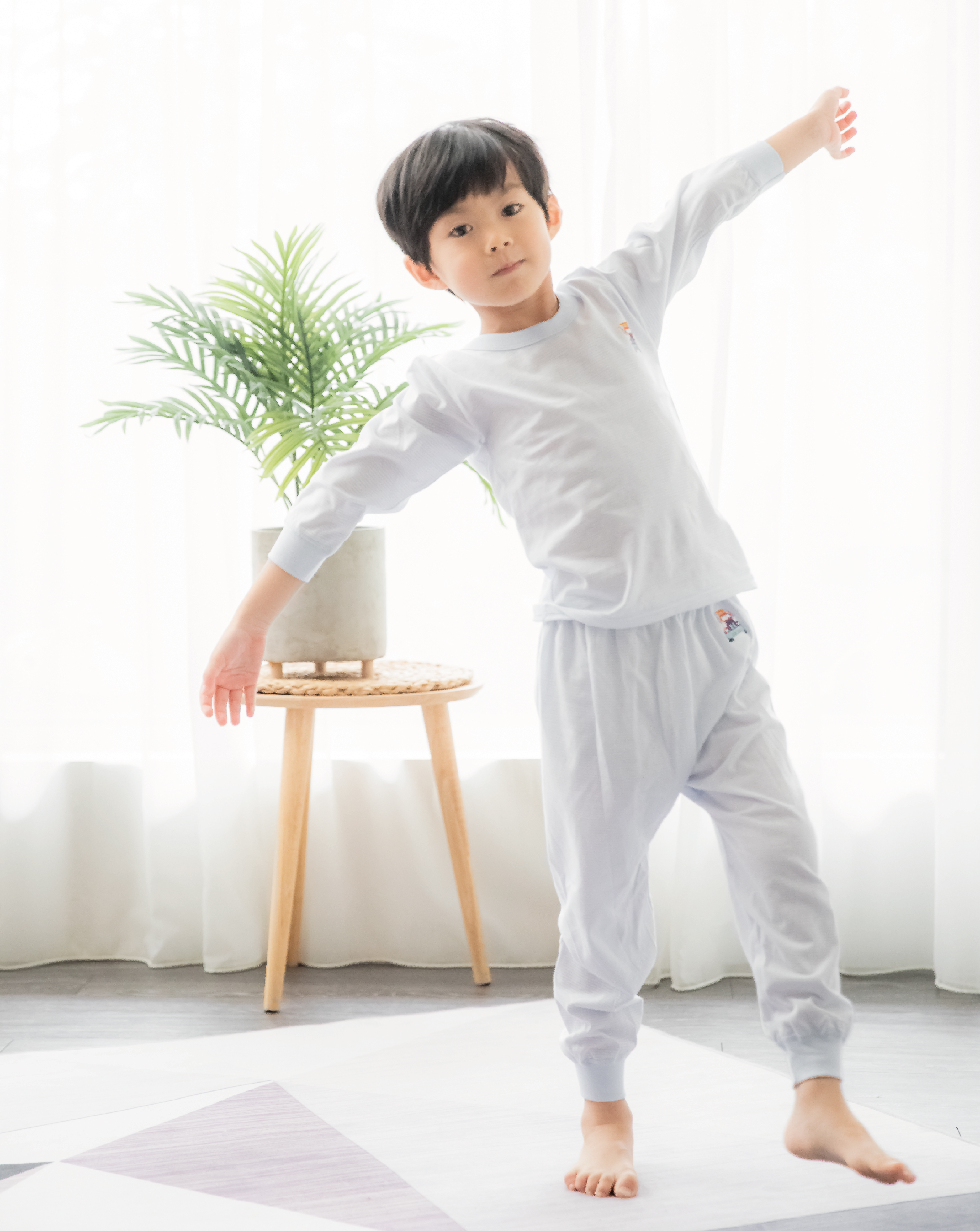 小三福 三福 100%純棉細條紋兒童長袖衣(20~36)