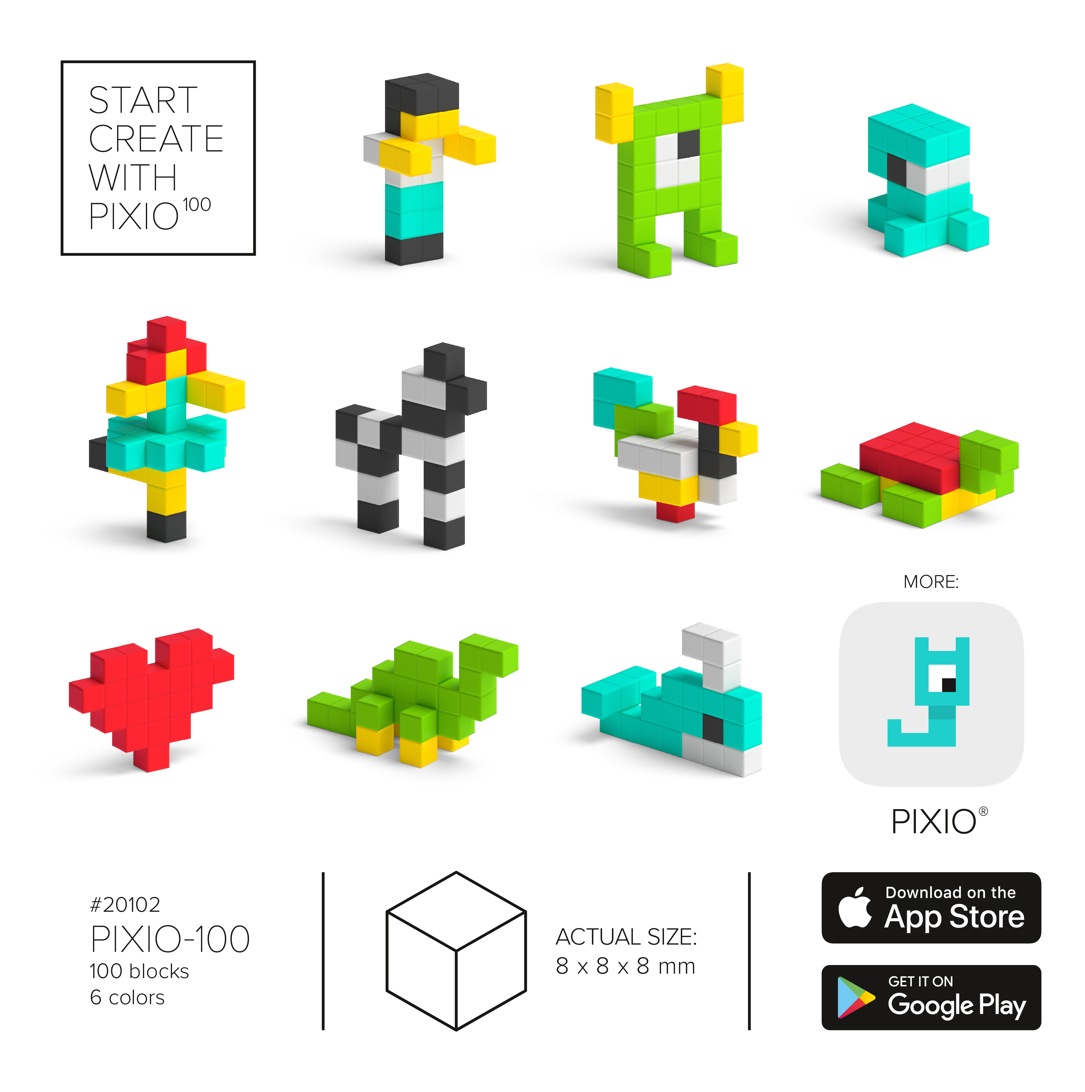 PIXIO - 磁性方塊 100