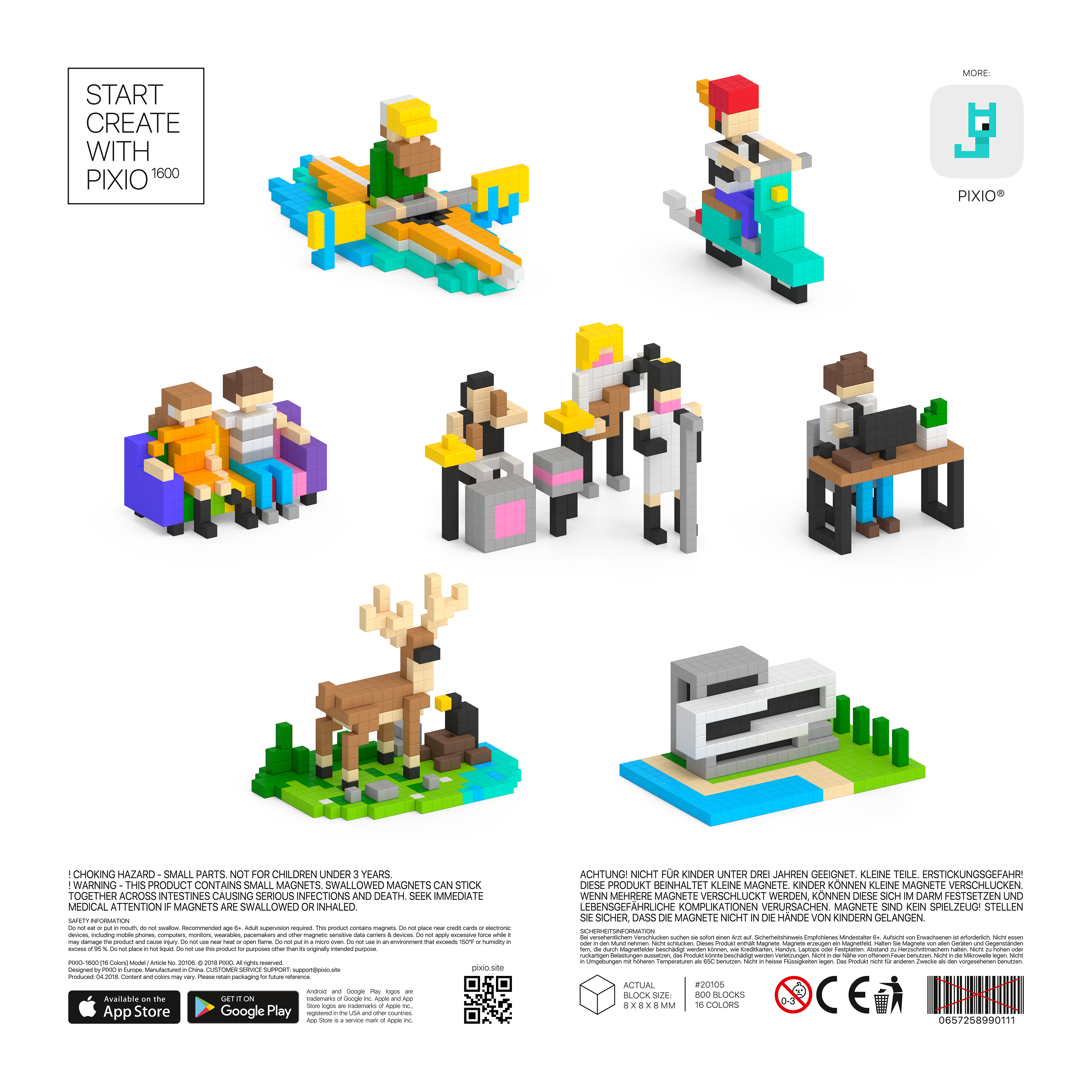 PIXIO - 磁性方塊 1600