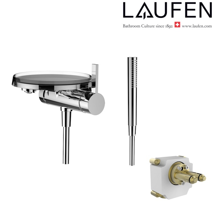 Laufen "Kartell by LAUFEN" 3.2133.9.004.141.1 + HF574036000000 Concealed Bath Mixer with transparent disc