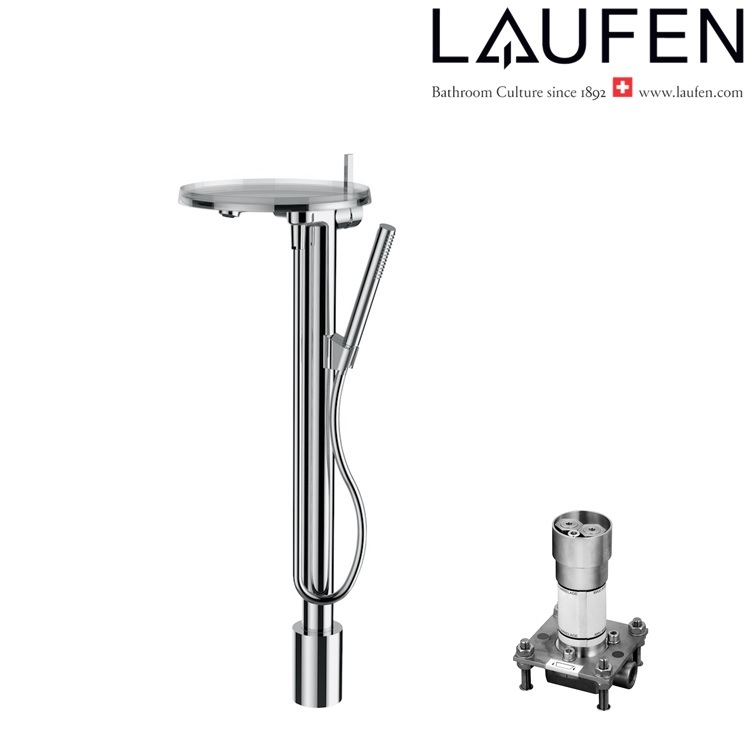 Laufen "Kartell by LAUFEN" 3.2133.1.004.121.1 + HF503000000000 Floorstanding Bath Mixer with transparent disc