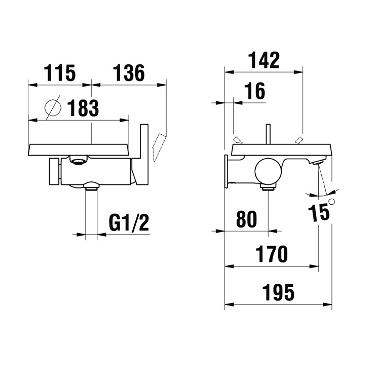 Laufen "Kartell by LAUFEN" 3.2133.9.004.141.1 + HF574036000000 Concealed Bath Mixer with transparent disc