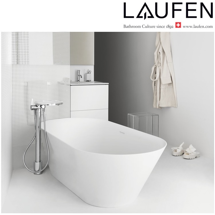 Laufen "Kartell by LAUFEN" 3.2133.1.004.121.1 + HF503000000000 Floorstanding Bath Mixer with transparent disc