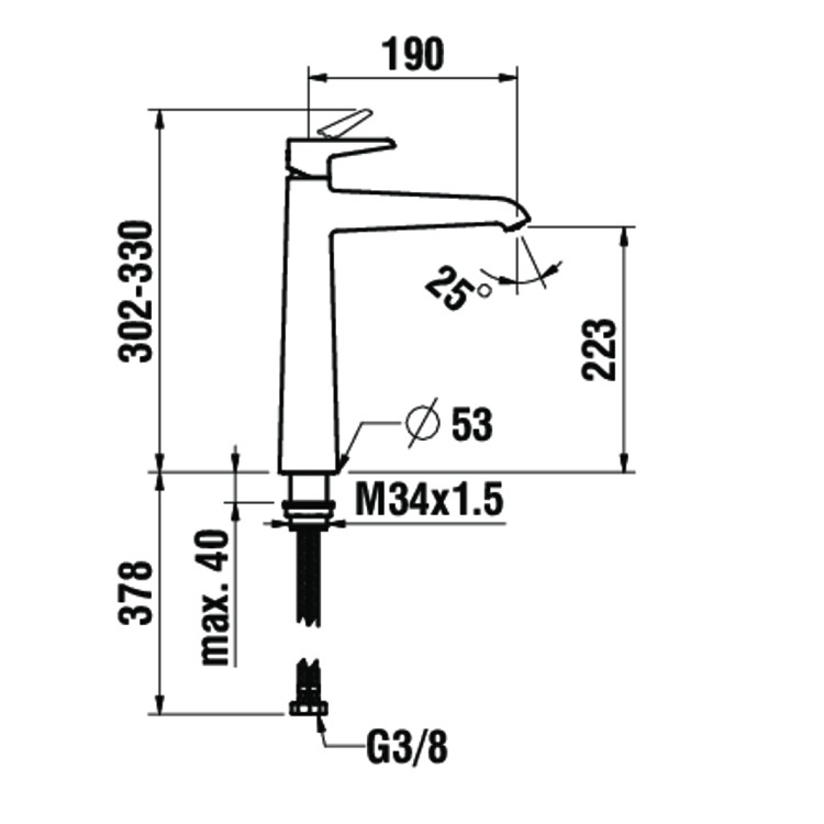 Laufen "Val" HF901714100000 (3.1138.8.004.130.1) Tall Basin Mixer
