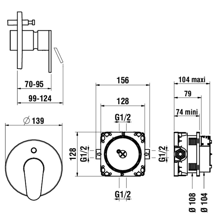 Laufen "The New Classic" 3.2185.6.004.000.1 + 3.7898.0.000.101.1 Concealed Mixer with diverter