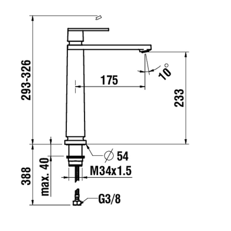 Laufen "The New Classic" HF900514100000 Tall Basin Mixer