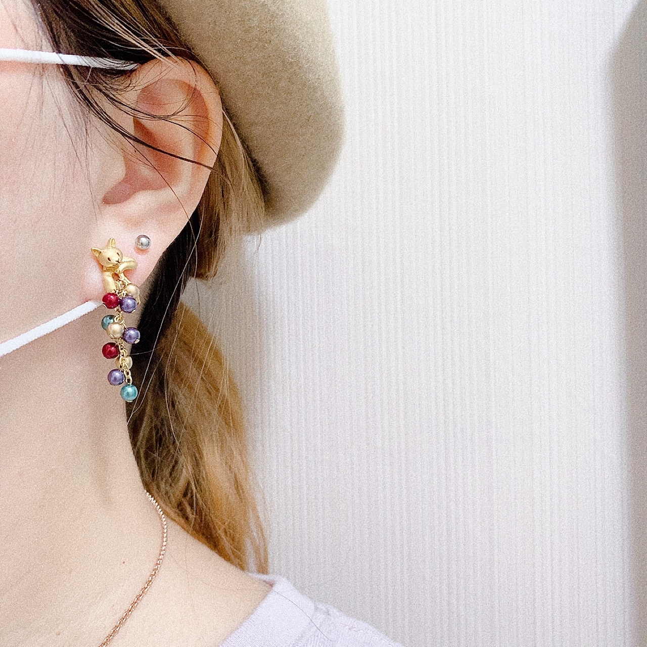 Palnart Poc 日本制貓咪玩弄波波球耳環