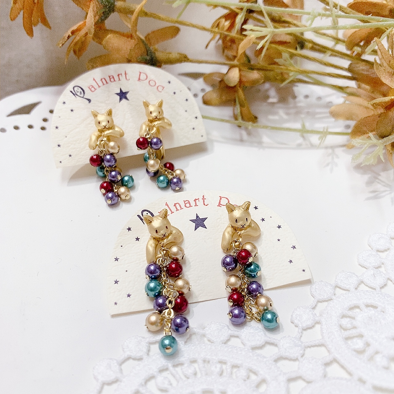 Palnart Poc 日本制貓咪玩弄波波球耳環