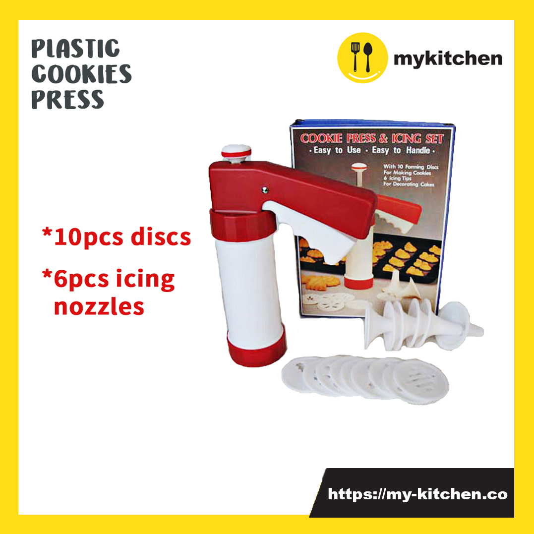 [MY KITCHEN] Plastic Cookies Press Set 10pcs Discs and