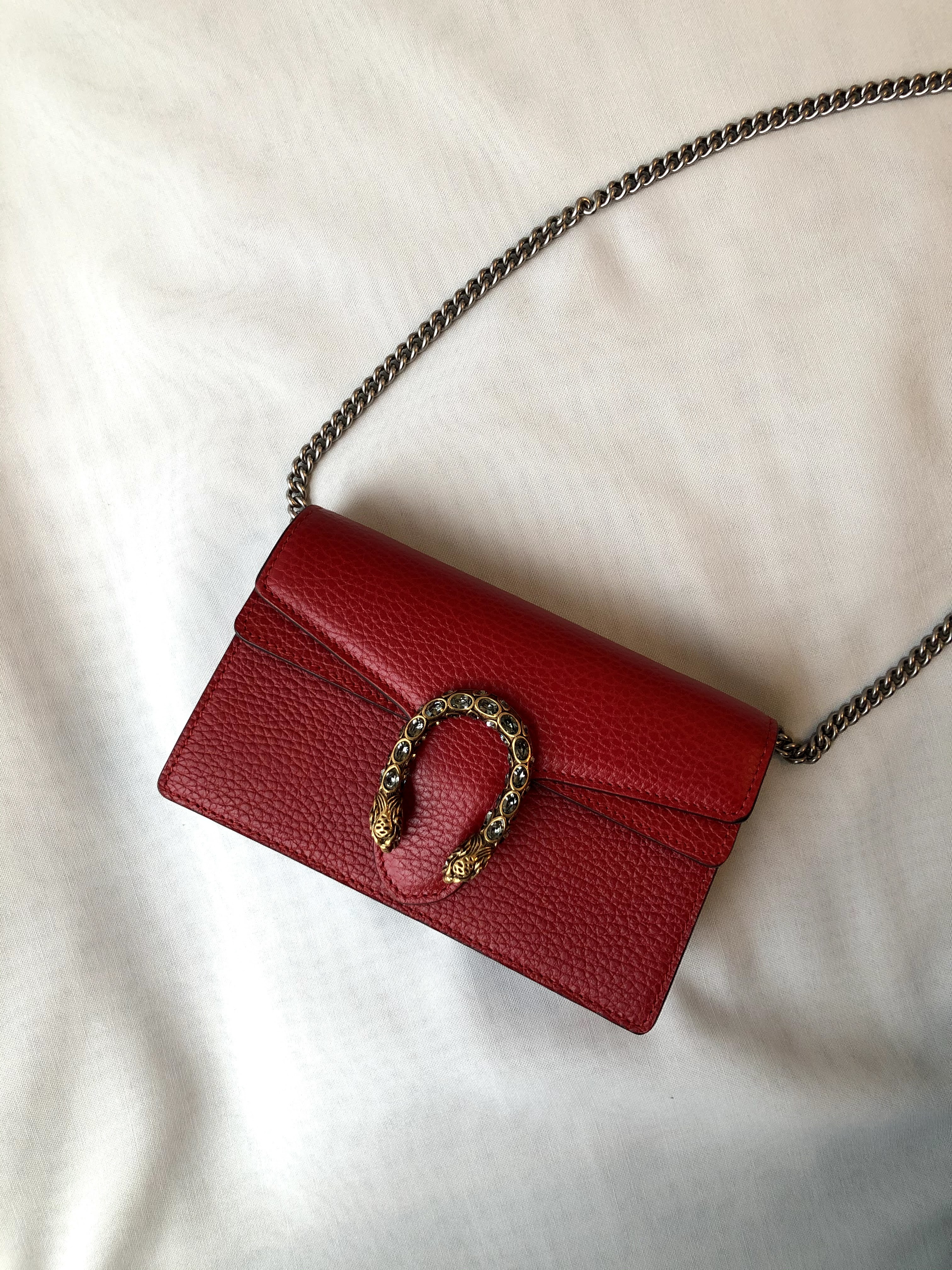 Hibiscus Red Leather Dionysus Super Mini Bag