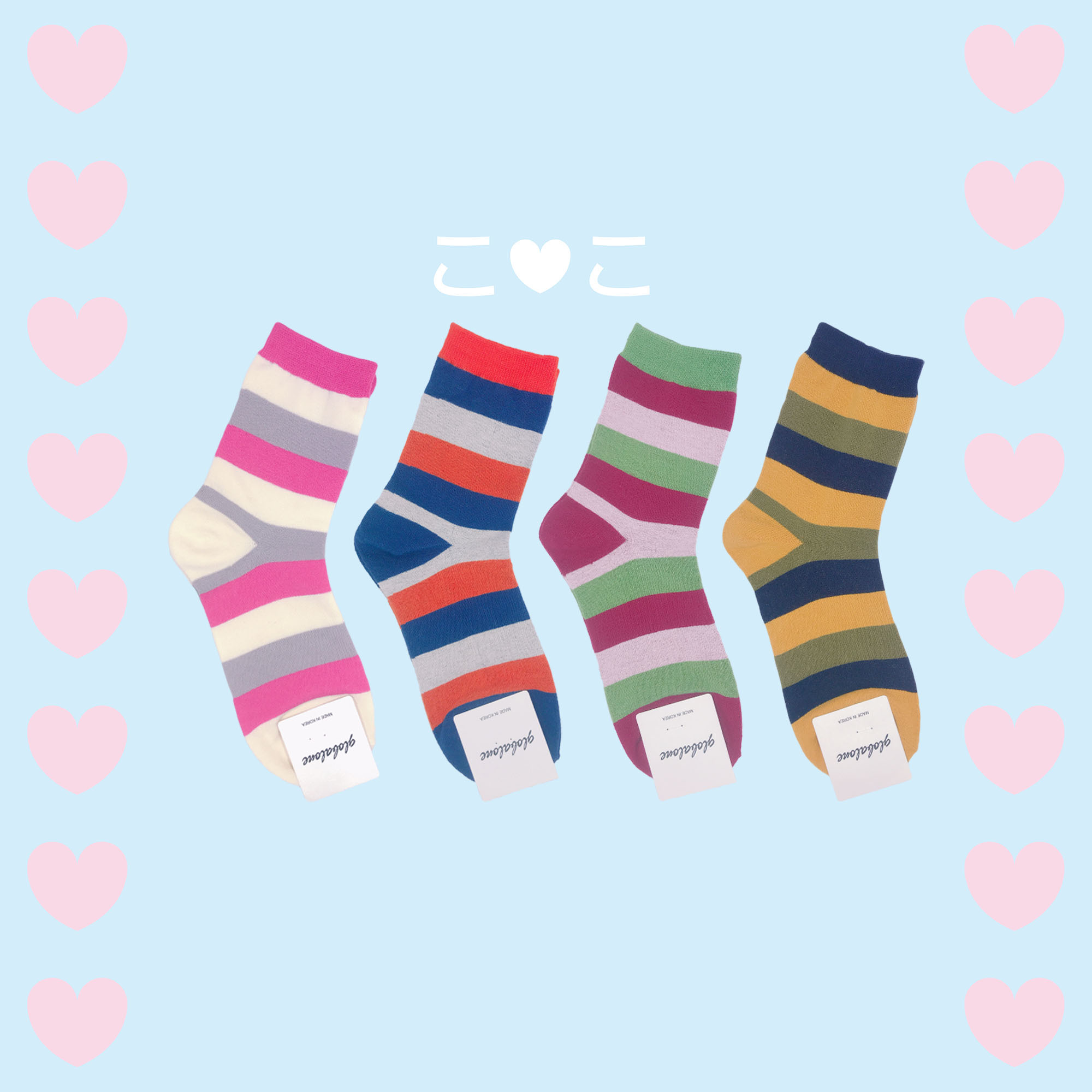 正韓寬條紋撞色造型襪子