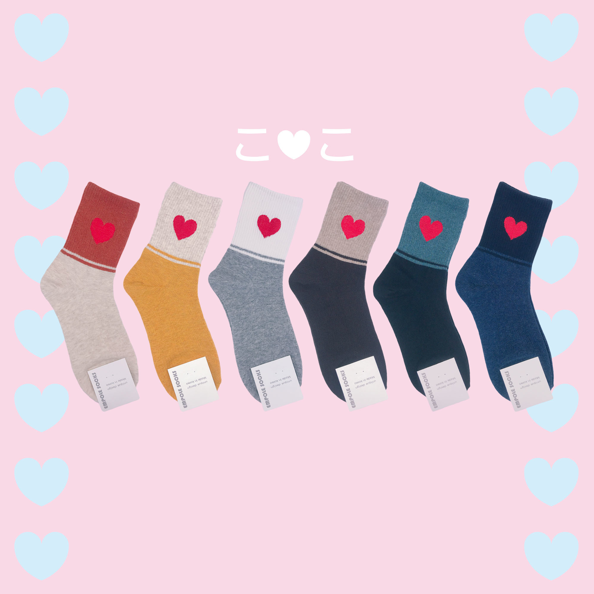 正韓紅色愛心撞色襪子