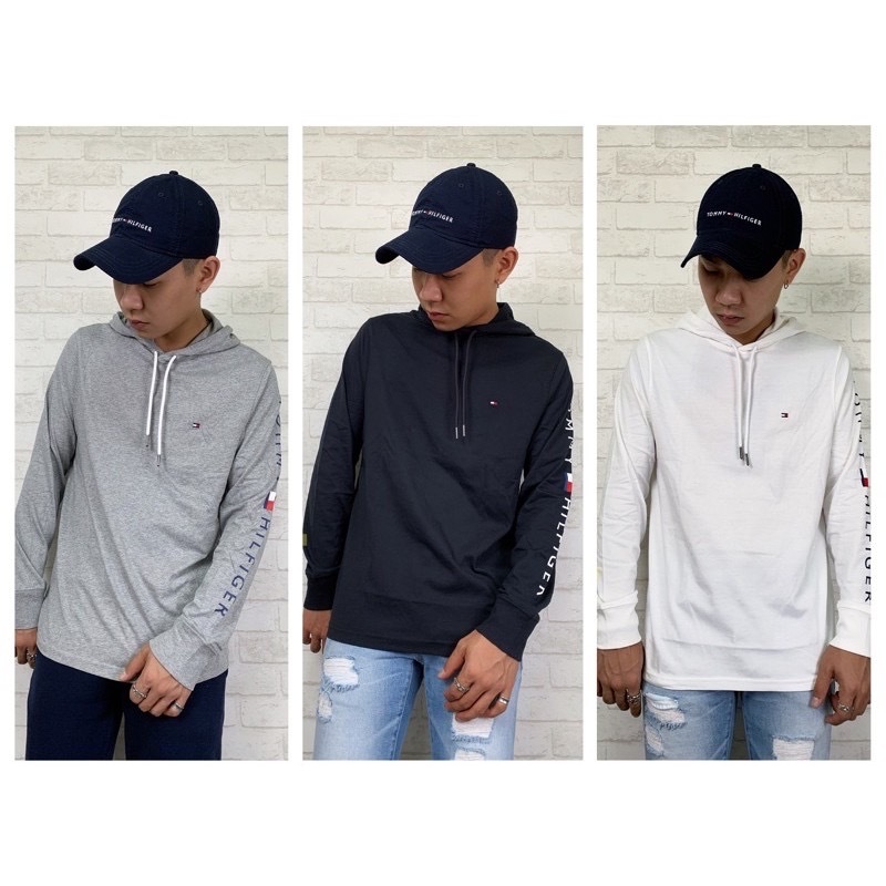 Tommy Hilfiger 手臂字母國旗Logo 薄帽T 薄長T