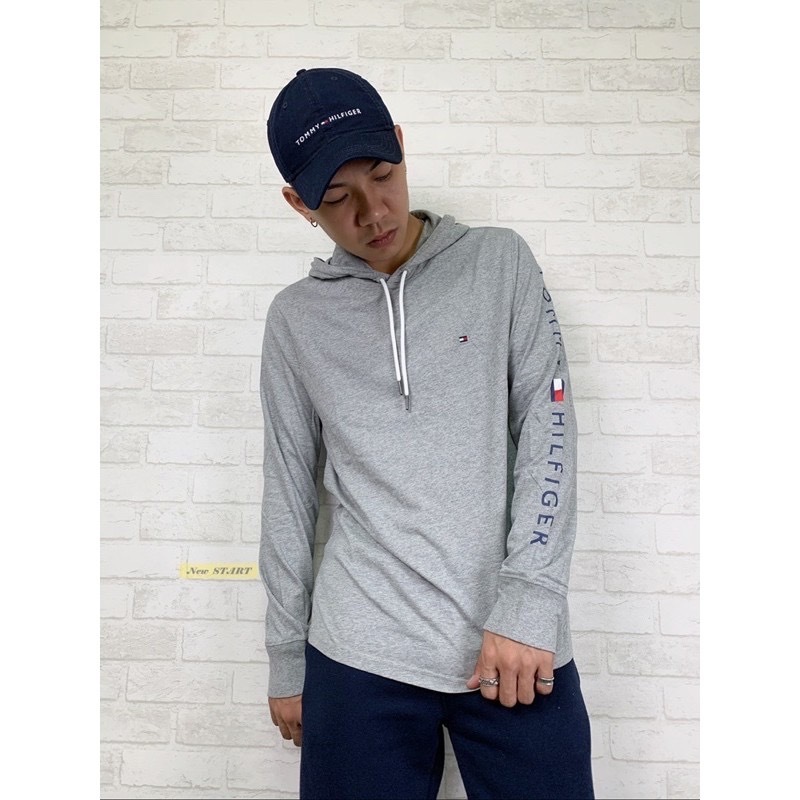 Tommy Hilfiger 手臂字母國旗Logo 薄帽T 薄長T