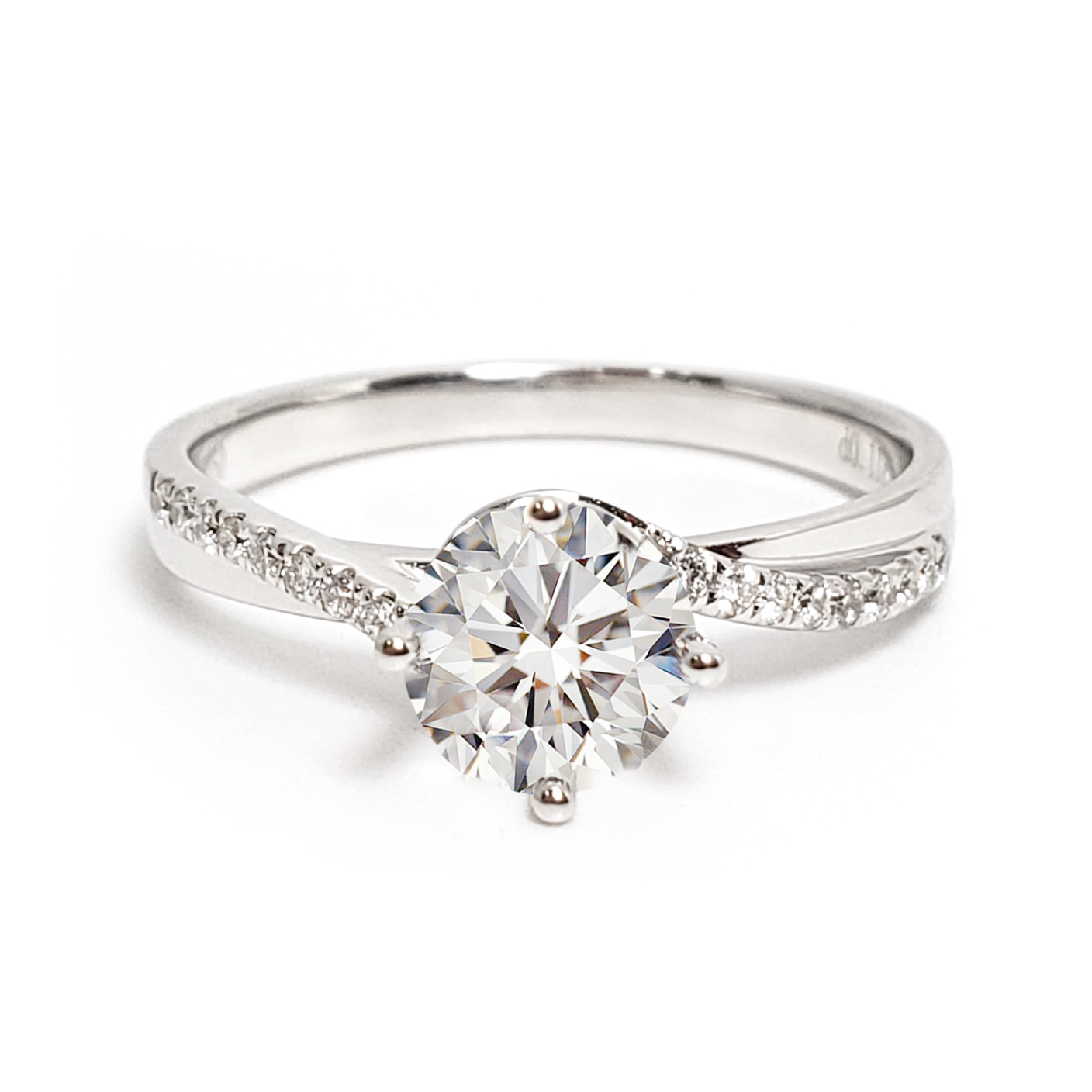 18K白金天然鑽石戒指托