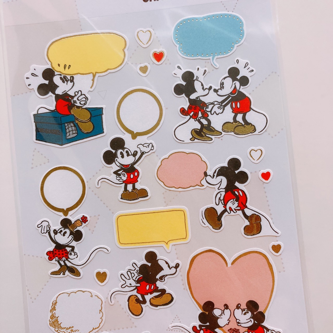 DISNEY 留言對話框貼紙-微燙金 迪士尼 米奇 小熊維尼