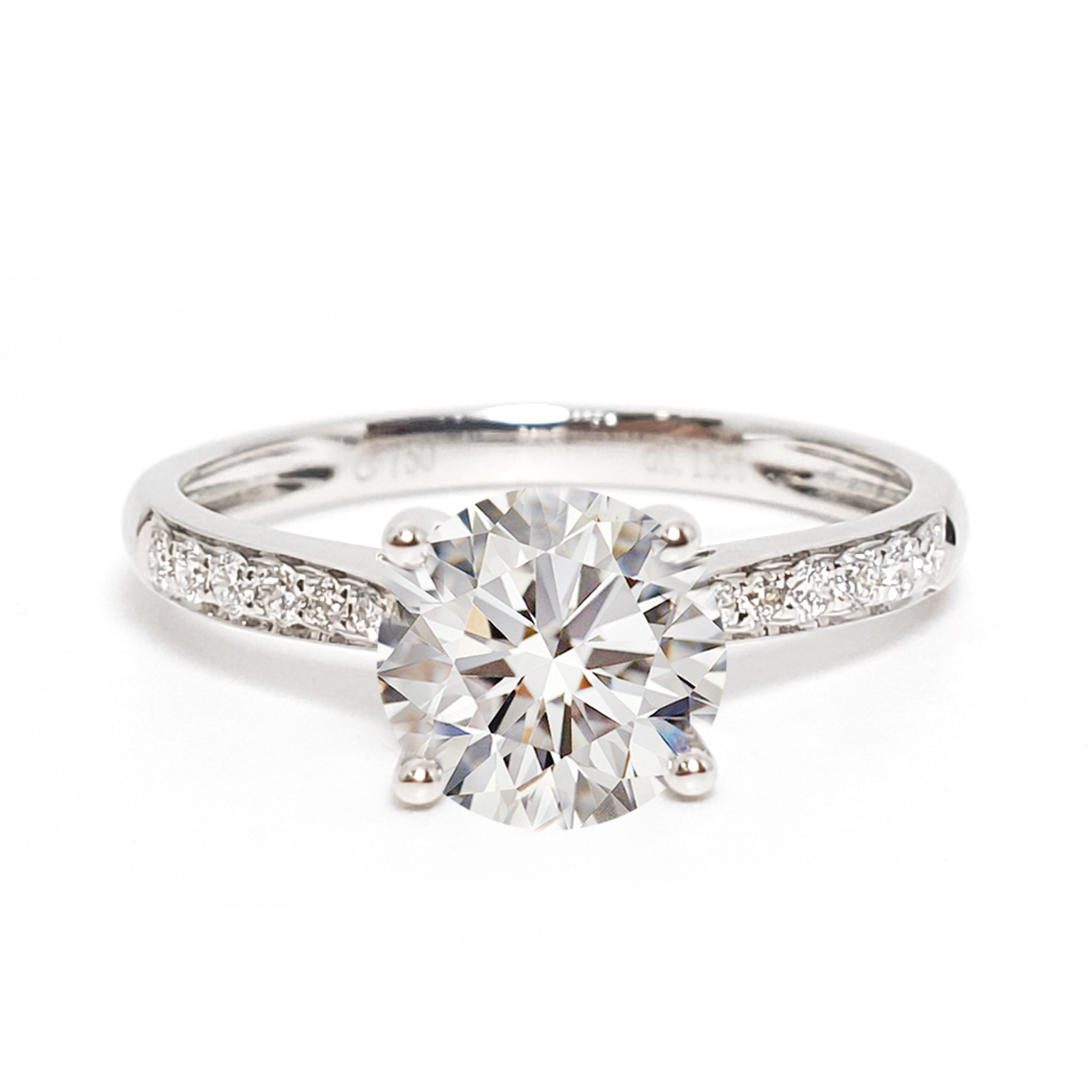 18K白金天然鑽石戒指托