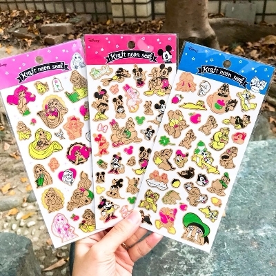 Disney 迪士尼 牛皮紙貼紙 小美人魚 公主 奇奇蒂蒂 米老鼠