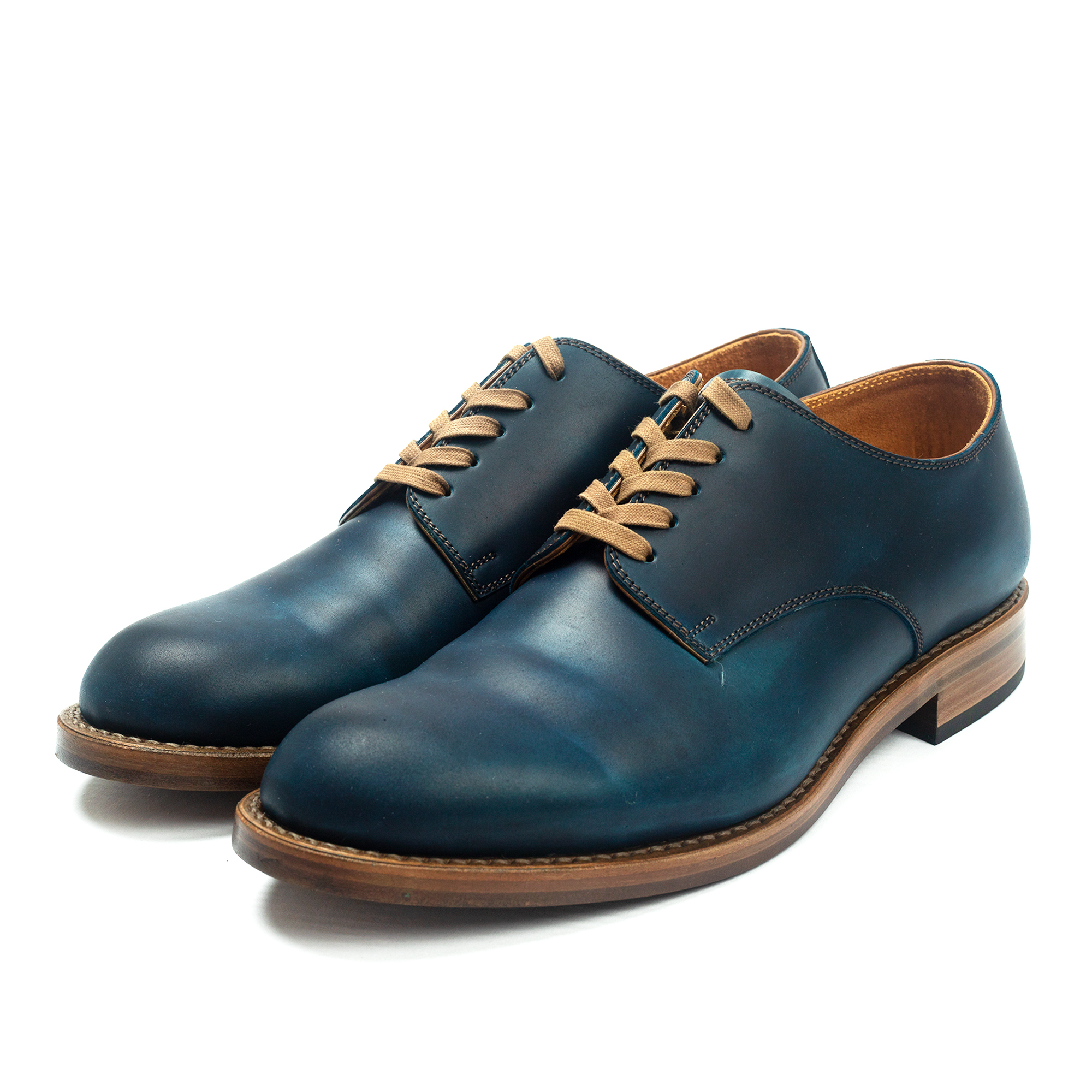 Moto - Cordovan Plain Toe Oxford Shoes (Navy)