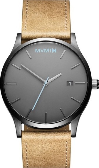 萬年鐘錶 - MVMT 美國潮牌腕錶     槍色簡約皮革男錶  D-MM01-GML   錶徑45MM