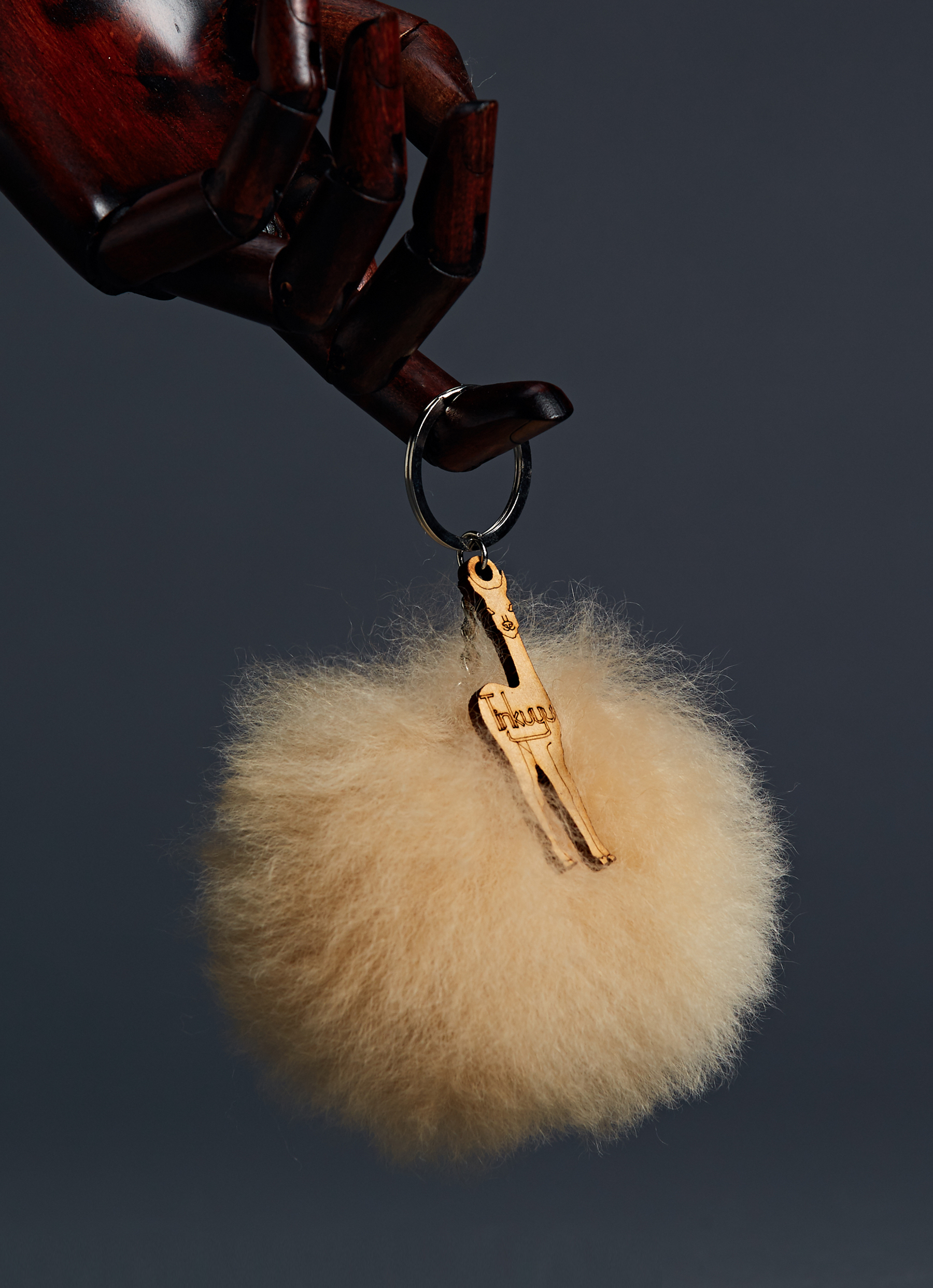ST.MALO 秘魯工匠手工原生羊駝毛球鑰匙圈10CM-2059UH-自然原色駝