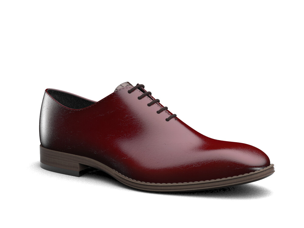 DIS Men Shoes Oxford Plain Cordovan Red Leather (CESARE Model 4)