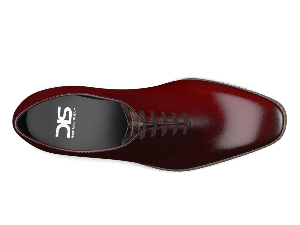 DIS Men Shoes Oxford Plain Cordovan Red Leather (CESARE Model 4)