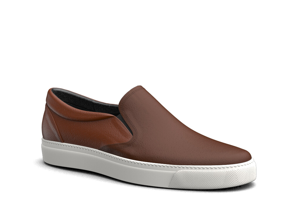 DIS Men Shoes Slip On Sneakers Calf Brown Leather (VALENTINO Model 9)