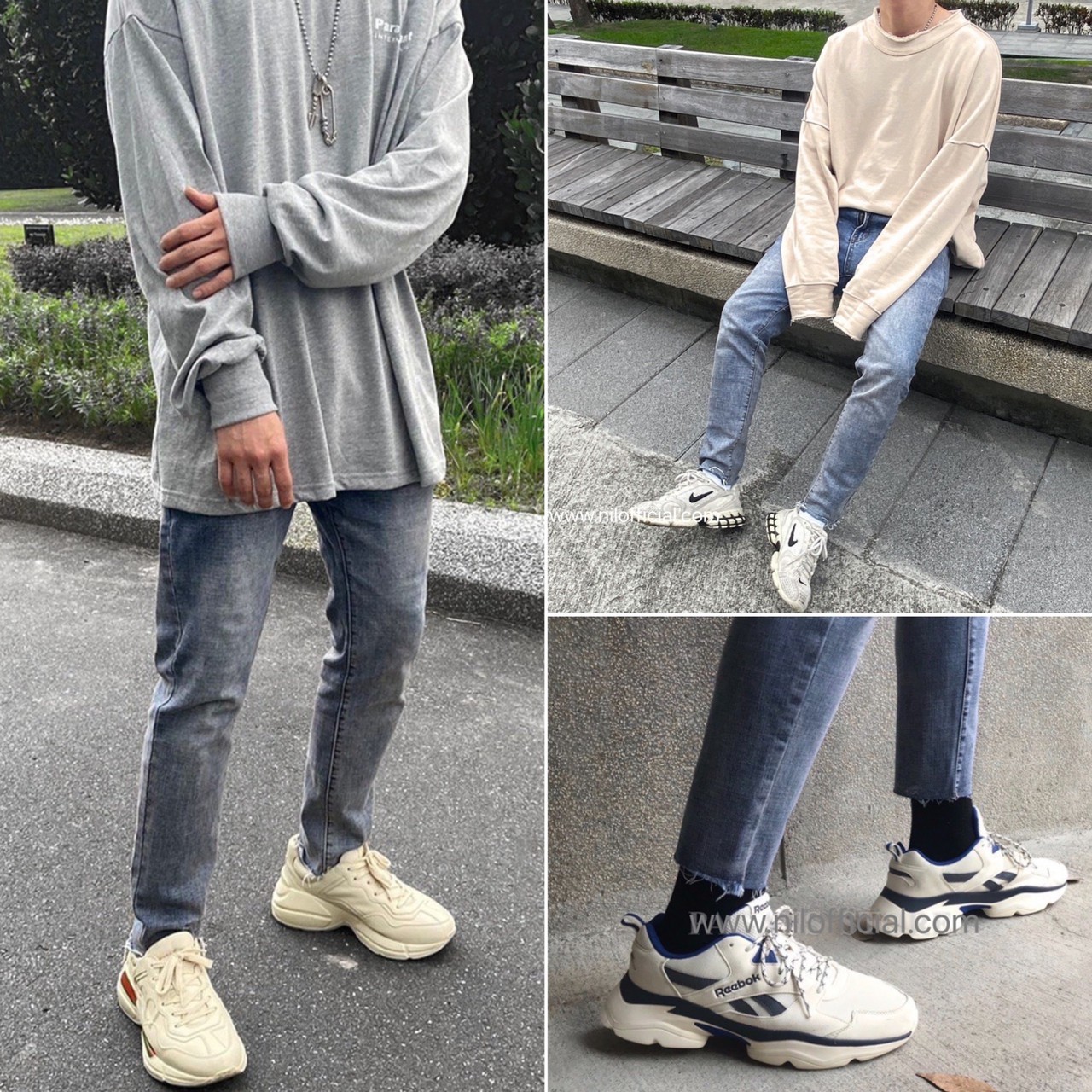 韓國 九分彈性修身牛仔褲 水洗 不收邊